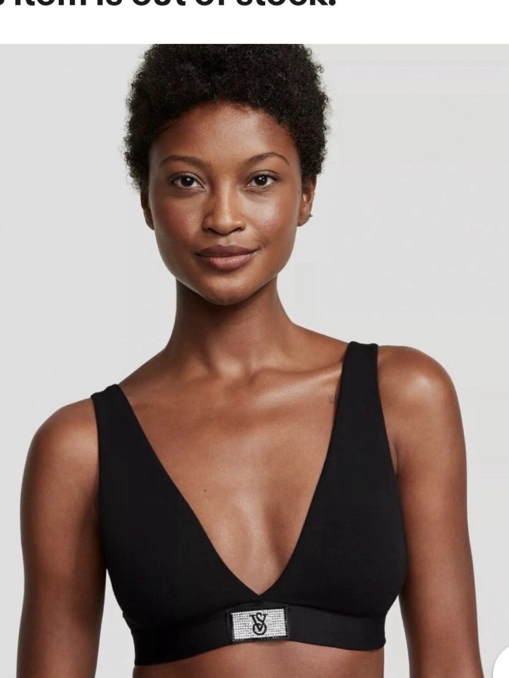 Victoria Secret Bralette Plunge Logo Bra Black Size large